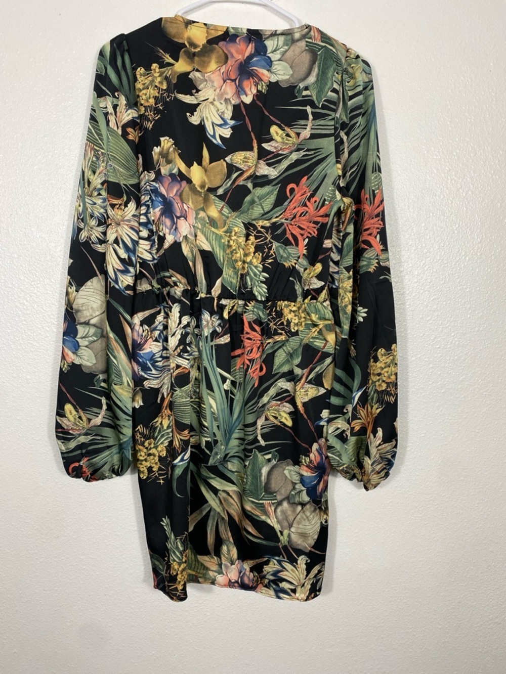 Miss Avenue Black Floral Long Sleeve Midi Shirt Dress Size M - Picture 6 of 16